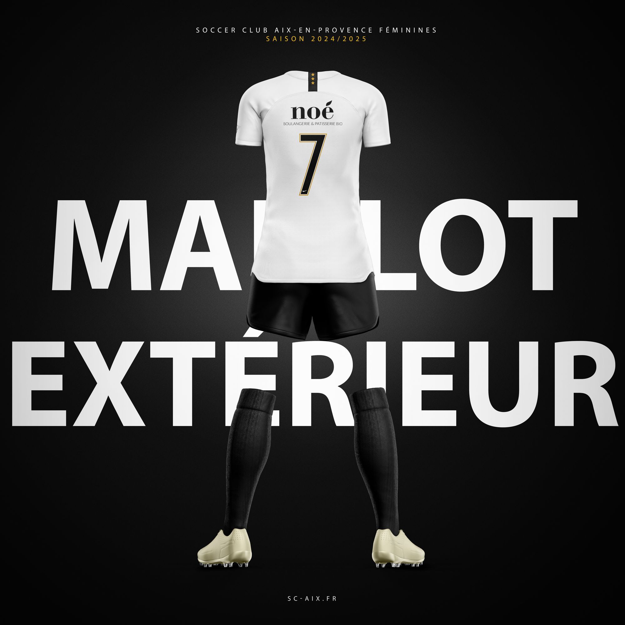 Maillot dos extérieur saison 2024/25, football féminin aix