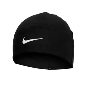 Bonnet noir avec la virgule Nike en blanc