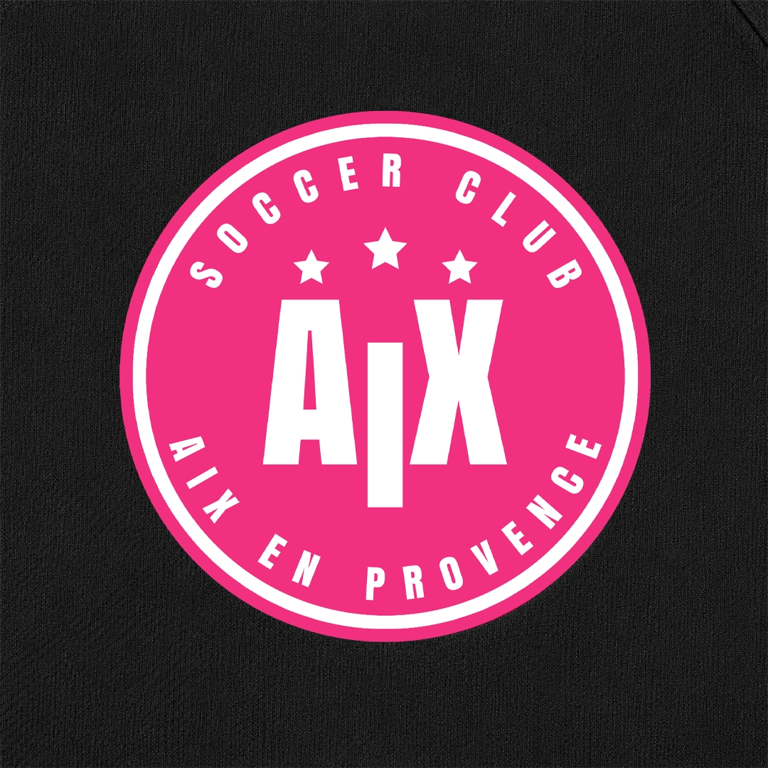 Détail Maillot Octobre Rose logo Soccer Club Aix-en-Provence Féminin
